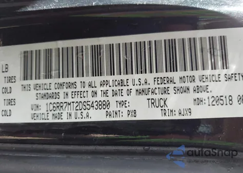 2013 Ram 1500 Sport z USA, uszkodzony, nr VIN 1C6RR7MT2DS543880